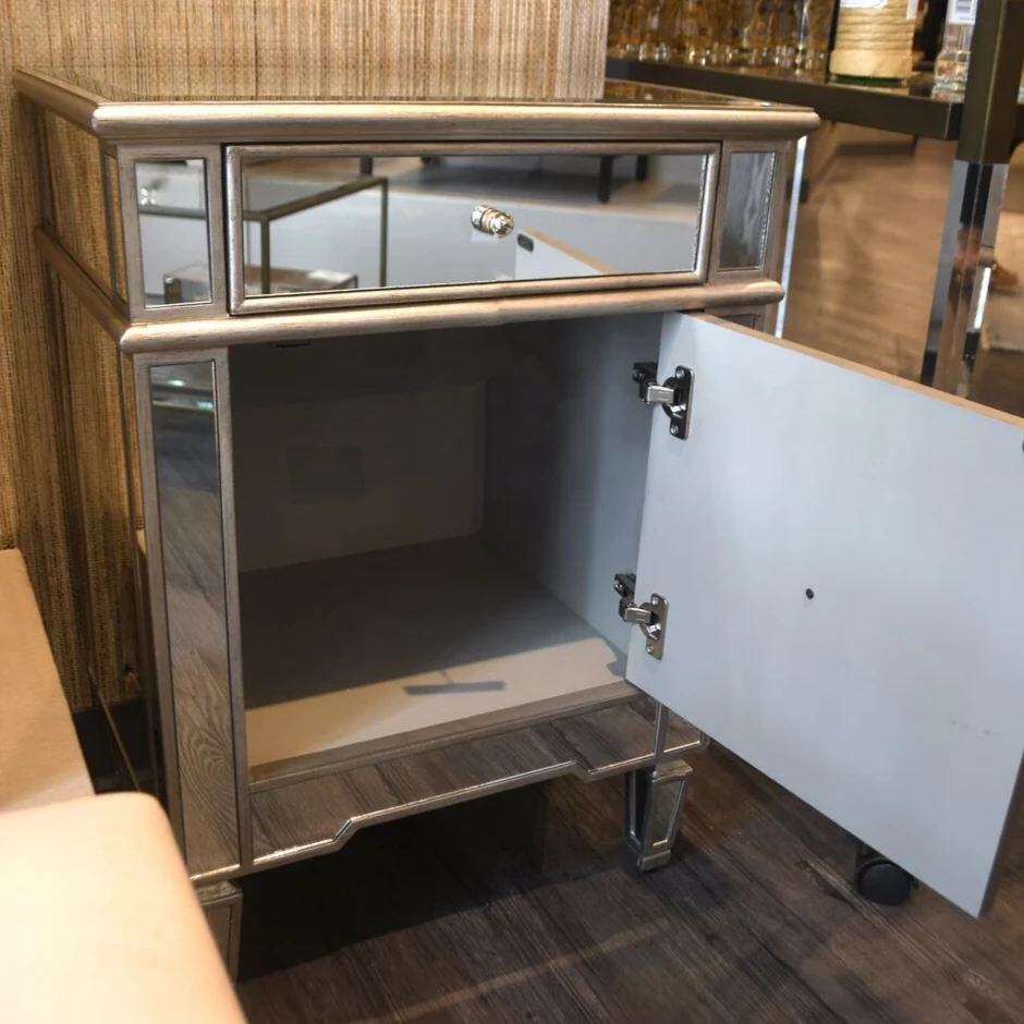 Worlds Away Claudette Mirrored Nightstand Silver Leaf New Arrivals Worlds Away Claudette Mirrored Nightstand Silver Leaf New Arrivals