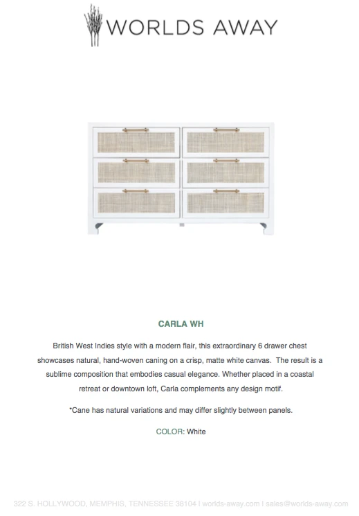 Worlds Away Carla Chest White 12 Worlds Away Carla Chest White