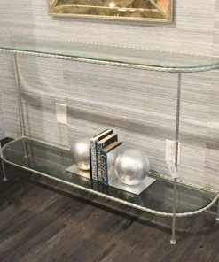 Worlds Away Chauncey Console Silver Leaf