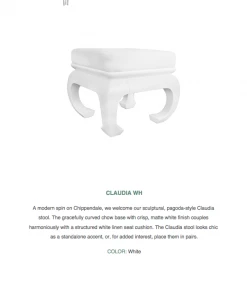 Worlds Away Claudia Stool White
