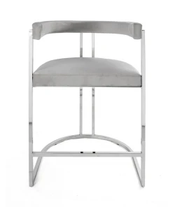 Worlds Away New Arrivals Cromwell Counter Stool Grey Velvet And Nickel
