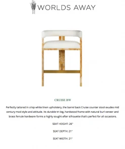 Worlds Away Cruise Counter Stool Burl Wood New Arrivals