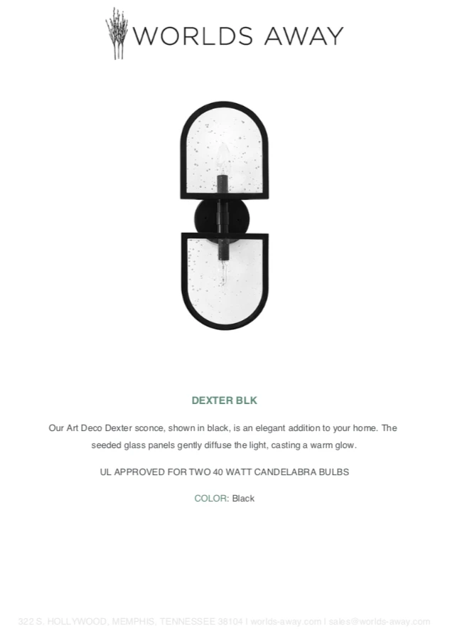 Worlds Away New Arrivals Dexter Sconce Black 5 Worlds Away New Arrivals Dexter Sconce Black