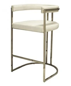 Worlds Away Donovan Bar Stool White Vinyl And Nickel