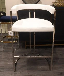 Worlds Away Donovan Bar Stool White Vinyl And Nickel 8 Worlds Away Donovan Bar Stool White Vinyl And Nickel