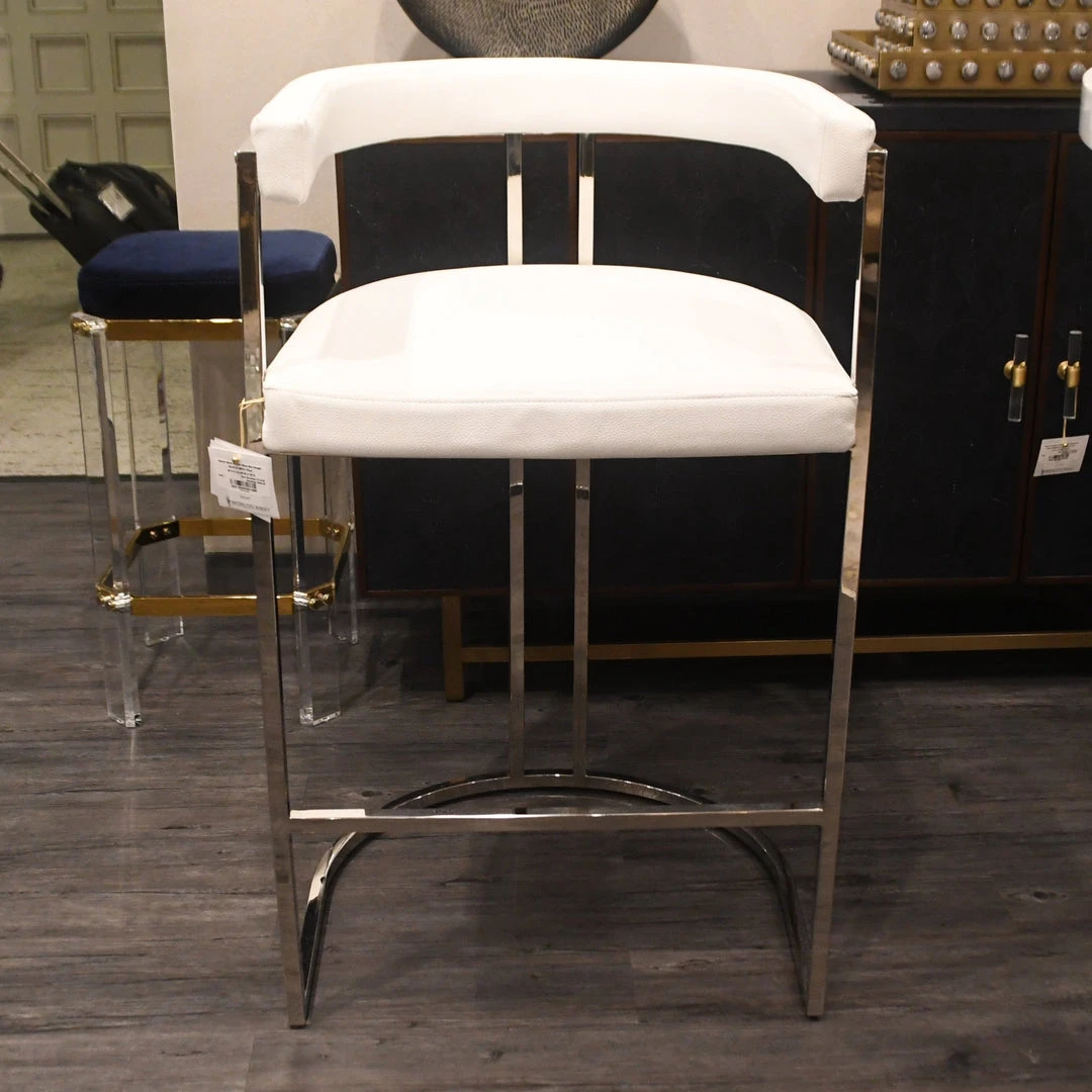 Worlds Away Donovan Bar Stool White Vinyl And Nickel 4 Worlds Away Donovan Bar Stool White Vinyl And Nickel