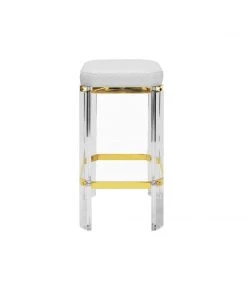 Worlds Away Dorsey Counter Stool Brass And White Ostrich