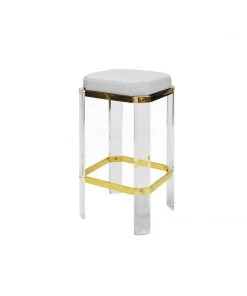 Worlds Away Dorsey Counter Stool Brass And White Ostrich