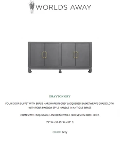Worlds Away Drayton Four Door Buffet Grey New Arrivals 11 Worlds Away Drayton Four Door Buffet Grey New Arrivals