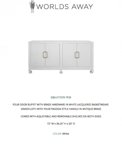 Worlds Away Drayton Four Door Buffet White 13 Worlds Away Drayton Four Door Buffet White