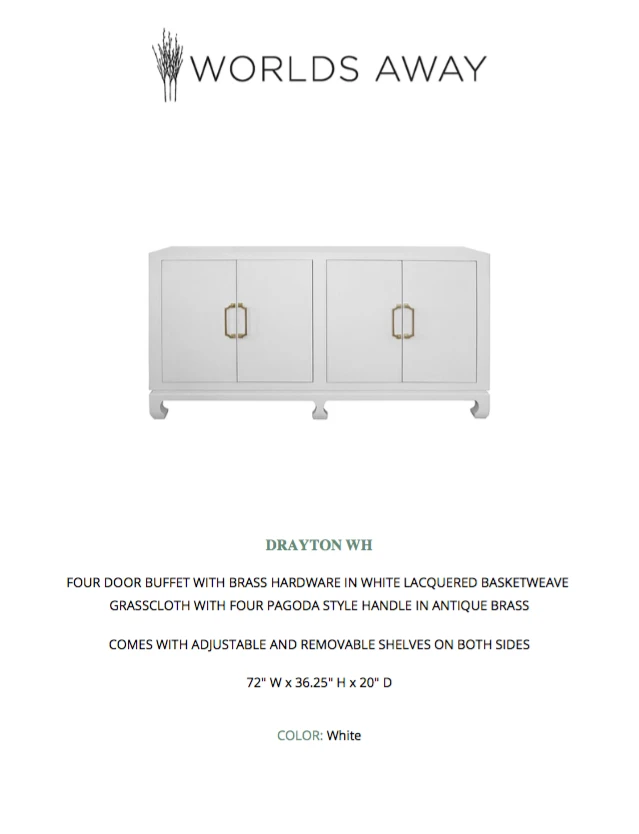Worlds Away Drayton Four Door Buffet White 8 Worlds Away Drayton Four Door Buffet White