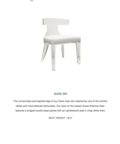 Worlds Away Duke Chair White