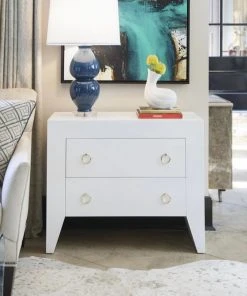 Worlds Away New Arrivals Easton White Side Table Brass