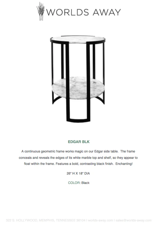 Worlds Away New Arrivals Edgar Side Table Black 8 Worlds Away New Arrivals Edgar Side Table Black