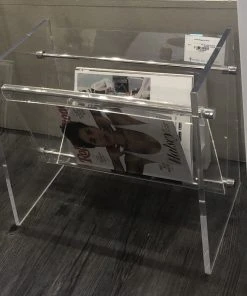 Worlds Away Gaines Nickel And Lucite Magazine Rack