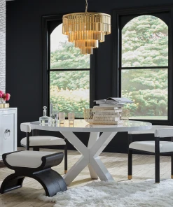 Worlds Away Greer Dining Table White Lacquer