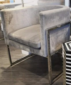 Worlds Away Jenna Chair Nickel And Grey Velvet