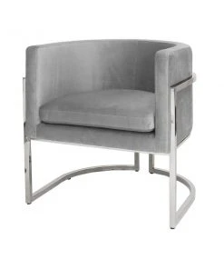 Worlds Away Jenna Chair Nickel And Grey Velvet