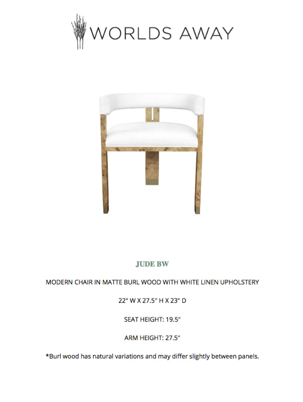 Worlds Away New Arrivals Jude Chair Burl Wood 8 Worlds Away New Arrivals Jude Chair Burl Wood