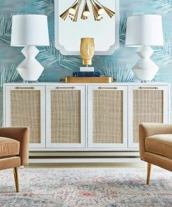 Worlds Away Macon 4 Door Cabinet White Lacquer New Arrivals