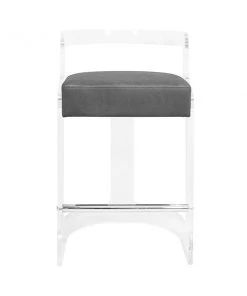 Worlds Away New Arrivals Malone Counter Stool Gray Velvet