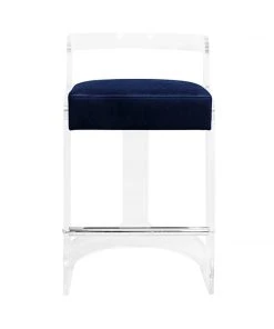 Worlds Away New Arrivals Malone Counter Stool Navy Velvet