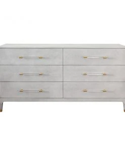 Worlds Away New Arrivals Maren Chest Dove Gray Faux Shagreen