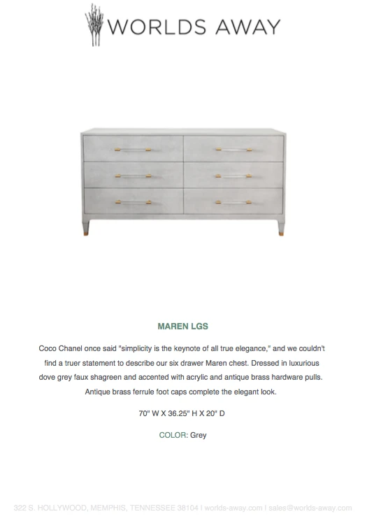 Worlds Away New Arrivals Maren Chest Dove Gray Faux Shagreen 6 Worlds Away New Arrivals Maren Chest Dove Gray Faux Shagreen