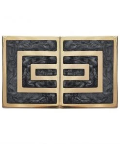 Worlds Away Moira Knob Pair Brass And Black Resin