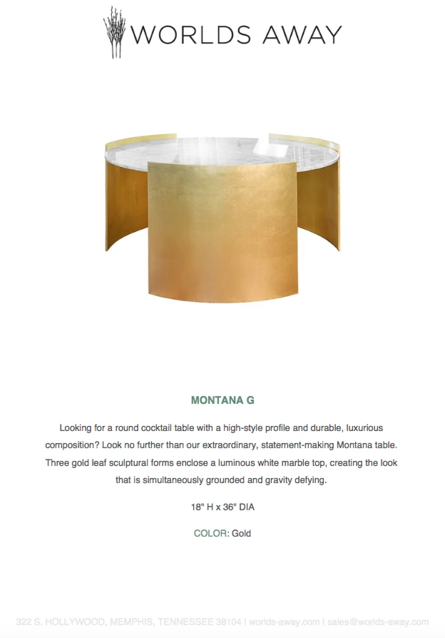 Worlds Away New Arrivals Montana Cocktail Table Gold Leaf 8 Worlds Away New Arrivals Montana Cocktail Table Gold Leaf