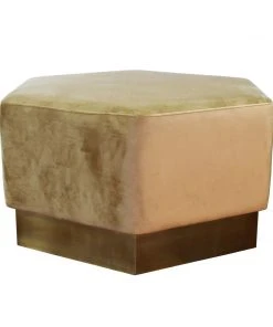 Worlds Away Myra Ottoman Brushed Brass Camel Velvet