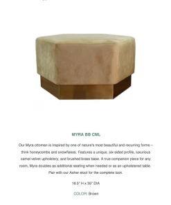 Worlds Away Myra Ottoman Brushed Brass Camel Velvet 11 Worlds Away Myra Ottoman Brushed Brass Camel Velvet