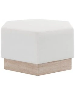 Worlds Away New Arrivals Myra Ottoman Cerused Oak White Linen