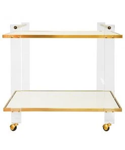 Worlds Away New Arrivals Pierce Bar Cart Acrylic And Antique Brass