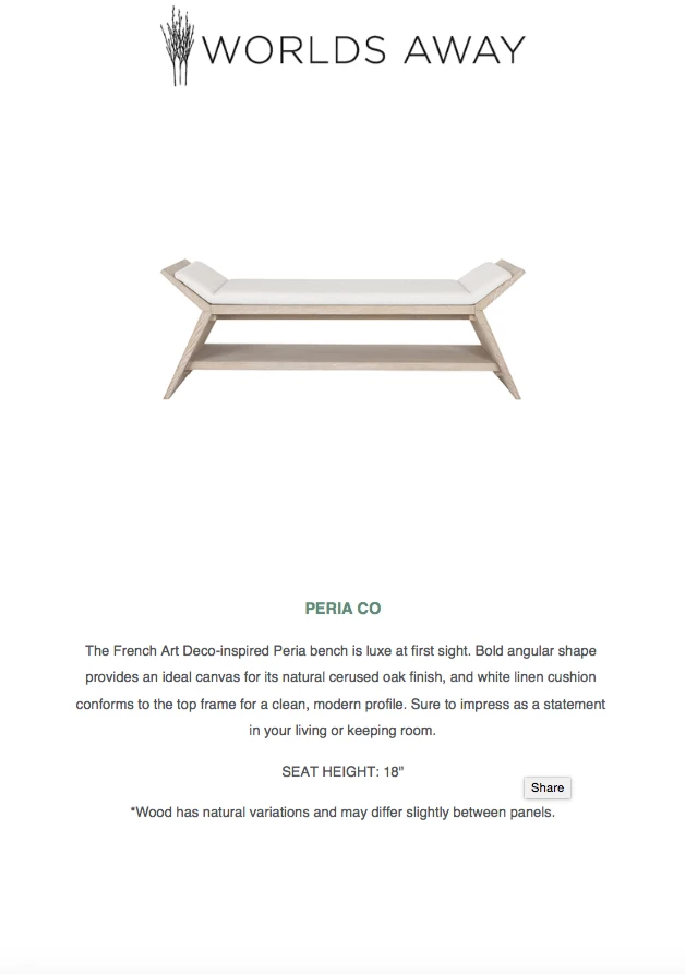 Worlds Away New Arrivals Peria Bench Cerused Oak 7 Worlds Away New Arrivals Peria Bench Cerused Oak