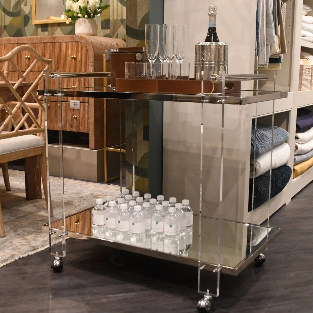 Worlds Away Pierce Bar Cart Acrylic And Nickel 4 Worlds Away Pierce Bar Cart Acrylic And Nickel