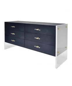 Worlds Away Rutherford Chest Navy Faux Shagreen New Arrivals