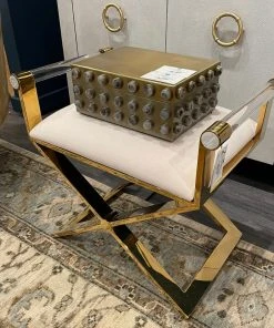 Worlds Away Sable Stool Brass New Arrivals