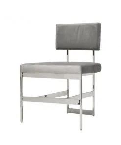 Worlds Away New Arrivals Shaw Chair Nickel And Grey Velvet