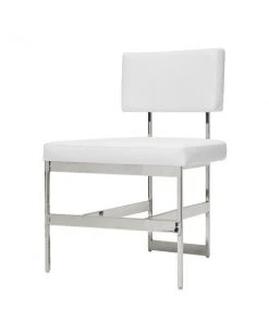 Worlds Away Shaw Chair Nickel And White Vinyl