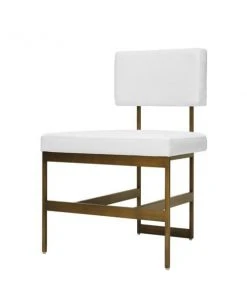 Worlds Away New Arrivals Shaw Chair Brass And White Vinyl