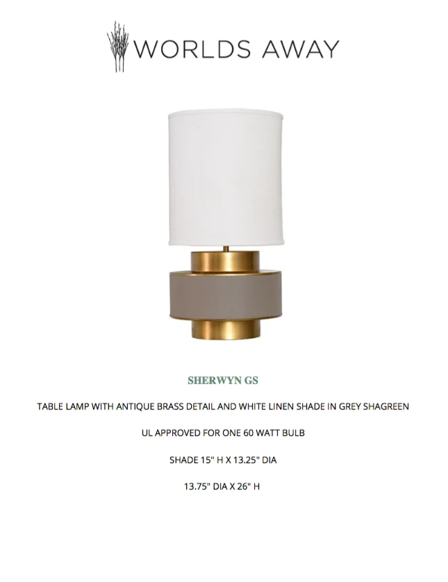 Worlds Away Sherwyn Lamp Gray Shagreen 4 Worlds Away Sherwyn Lamp Gray Shagreen