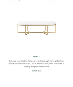 Worlds Away New Arrivals Tamia Bench Gold Leaf