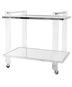 Worlds Away Pierce Bar Cart Acrylic And Nickel